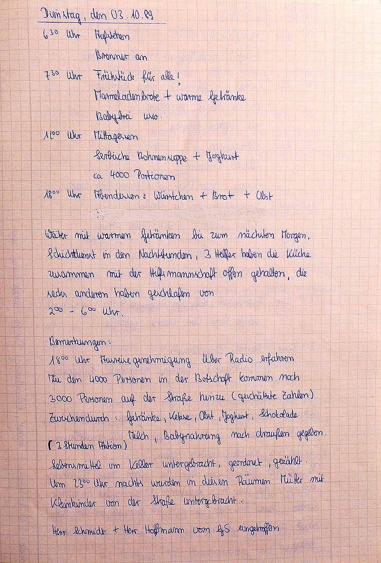 Tagebuch einer Rotkreuzhelferin über ihren Einsatz als Köchin in der Prager Botschaft, Rotkreuz Museum vogelsang ip (Rolf Zimmermann / DRK)