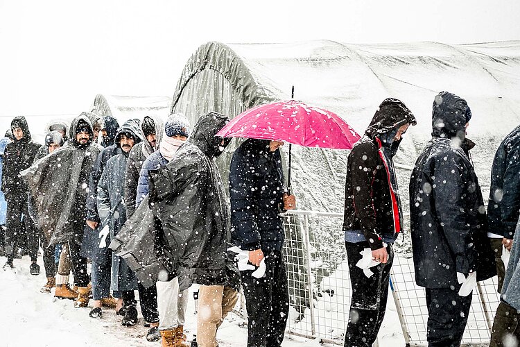 Schnee im Flüchtlingscamp