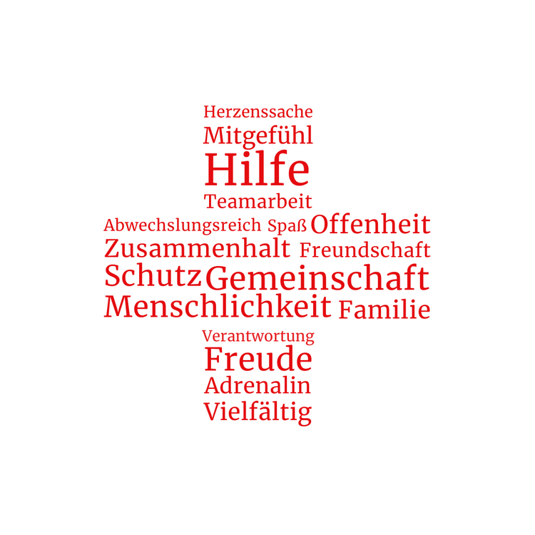 Tag des Ehrenamtes 2025_1 Einzelne Begriffe die in Verbindung mit dem Ehrenamt stehen als Kreuz angeordnet